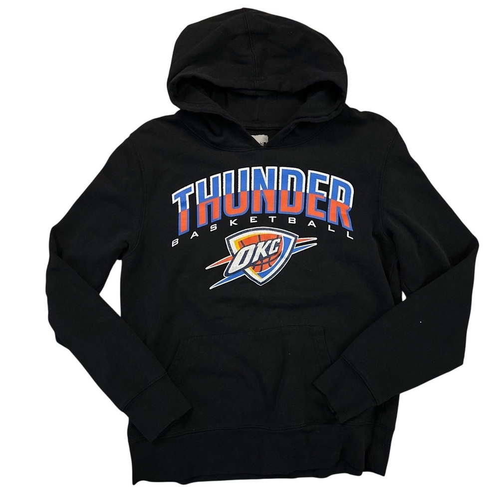 NBA Oklahoma City Thunder Hoodie Mens Medium Black Basketball Pullover Graphic
